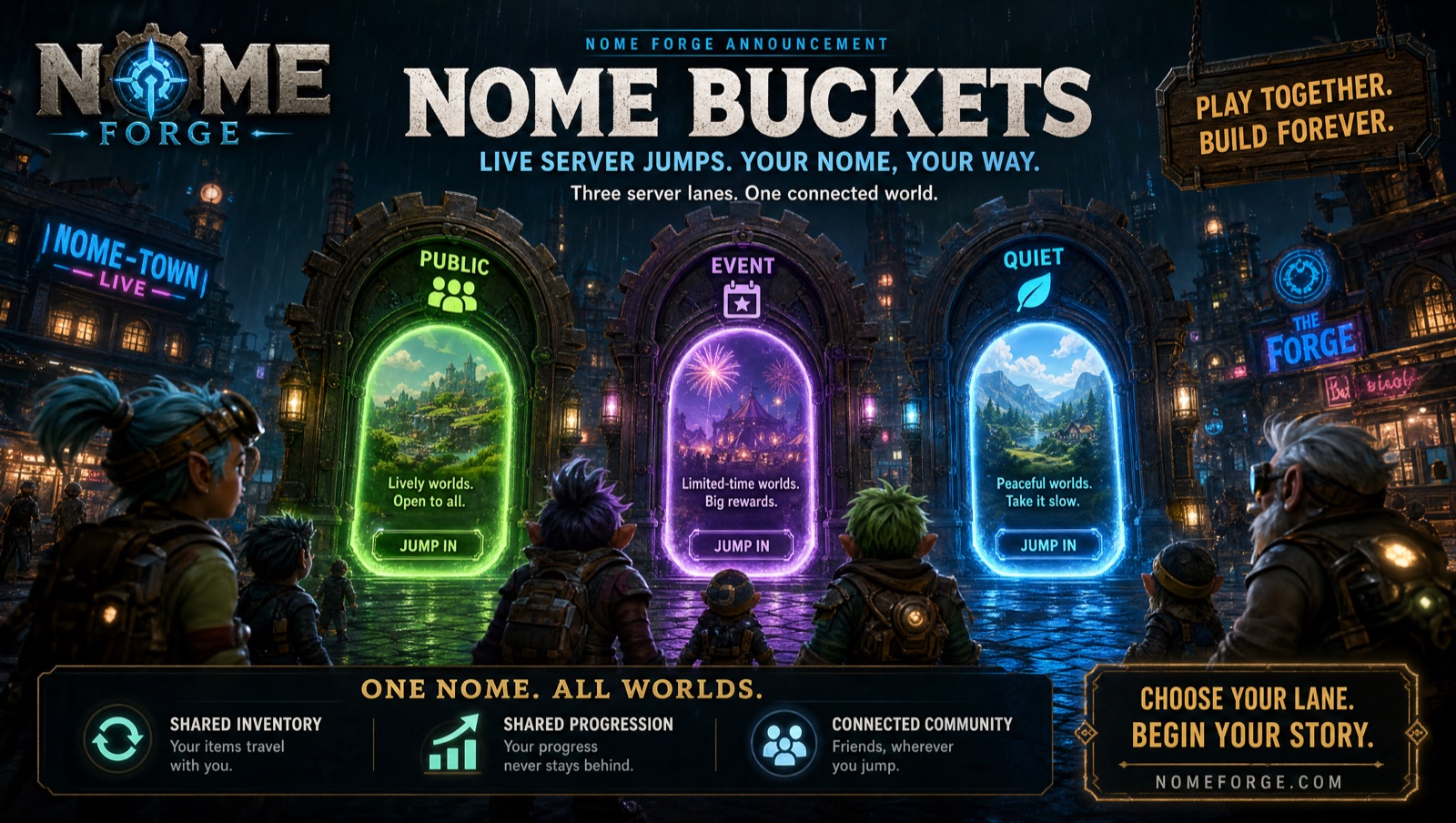 NOME Buckets public event quiet server jump preview