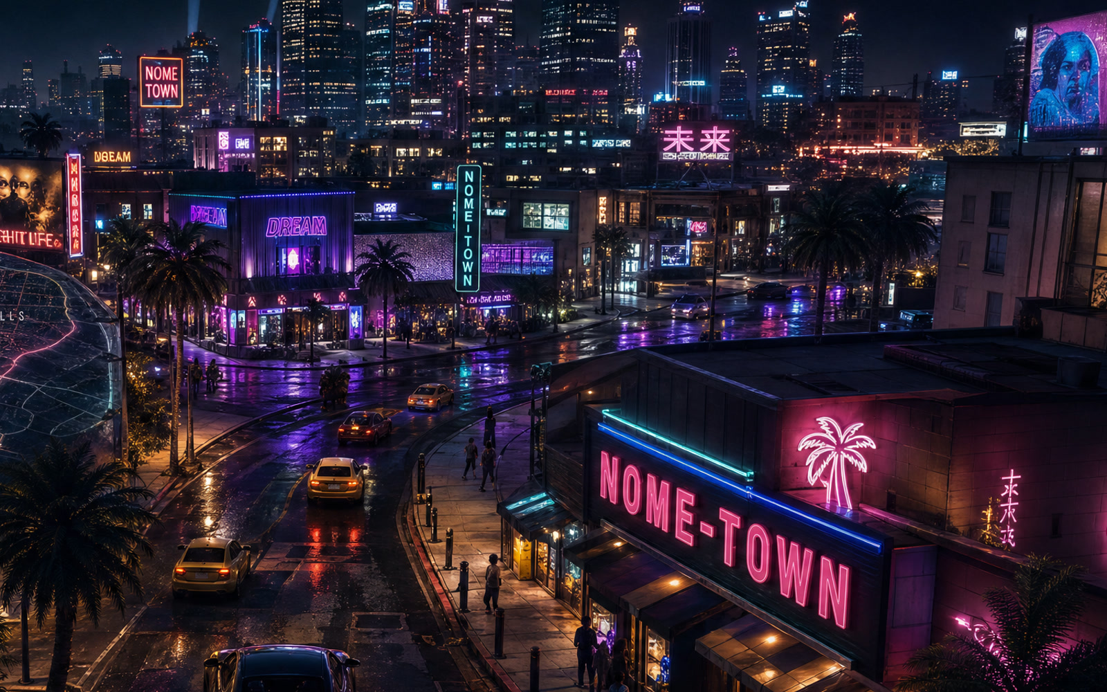 NOME-Town rainy neon district preview